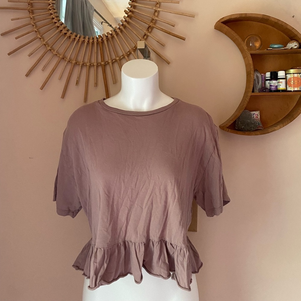 Purple ruffled crop top